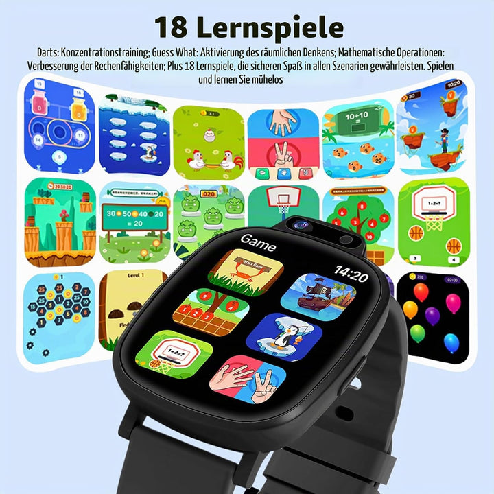 Smartwatch Kinder für Mädchen Jungen Geschenk mit 1,9" Gesicht 18 Spiel, Smart Watch Geburtstag Gesc