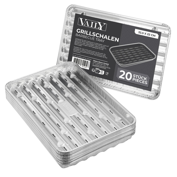 Vaily Alu Grillschalen Grillpfanne 100er Pack - Tropfschale Zubehör für BBQ, Camping und Küche - Alu