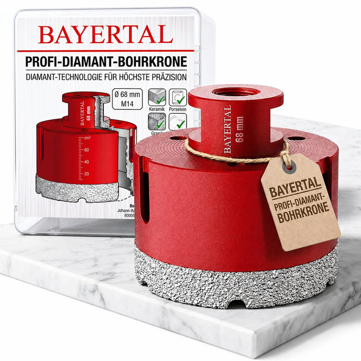 Diamant Bohrkrone 68mm x M14 - Dosenbohrer zum Bohren von harte Fliesen - Dosensenker 68 - Premium Q