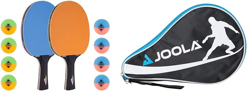 JOOLA Tischtennis-Set COLORATO Bestehend aus 2 Tischtennisschläger + 8 Bunte Tischtennisbälle & Tisc