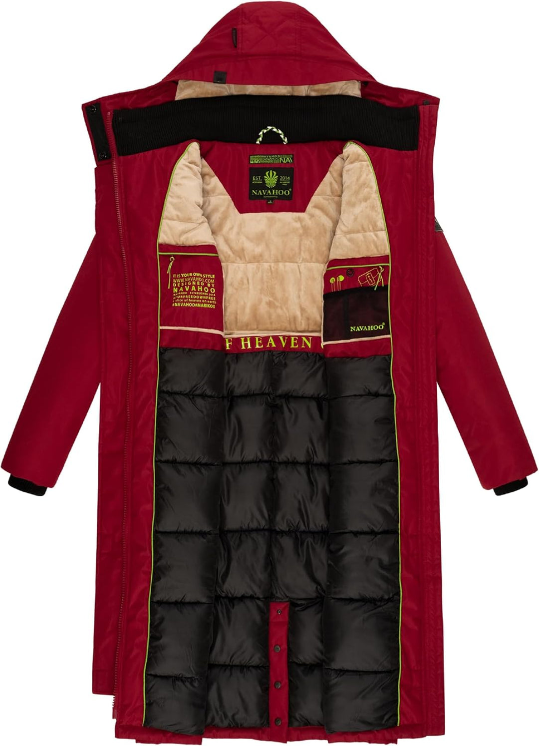 Navahoo Damen Wintermantel Warmer Parka lang mit hohem Kragen und weicher Kapuze Hokulanii XS-XXL M