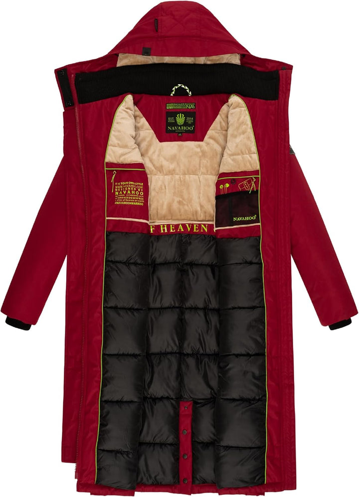 Navahoo Damen Wintermantel Warmer Parka lang mit hohem Kragen und weicher Kapuze Hokulanii XS-XXL M