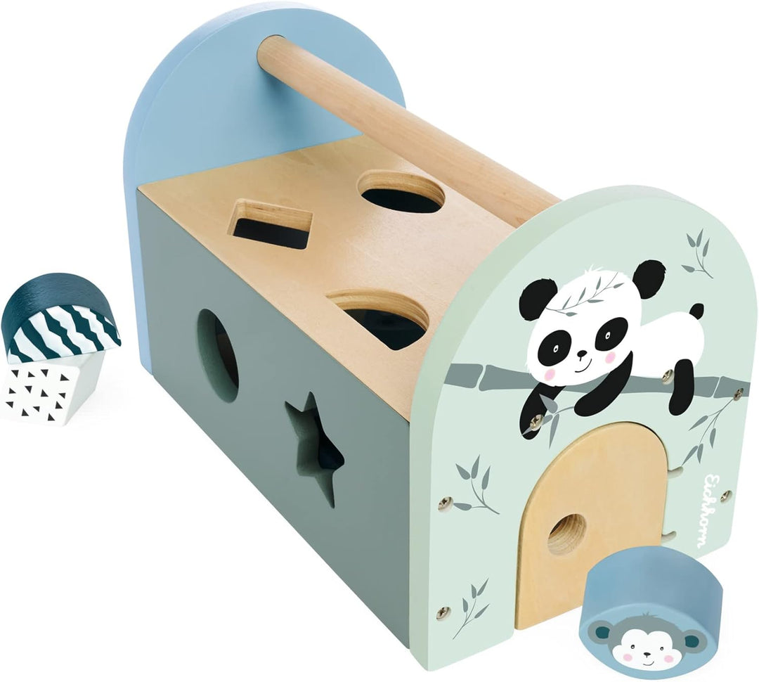 Eichhorn - Panda Linie - Steckbox, Steckspielzeug inkl. 8 verschiedenen Steckbausteinen, Tür zum Öff