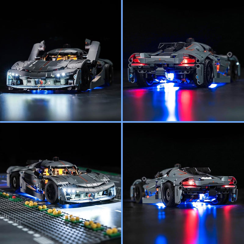 LocoLee Licht Kompatibel mit Lego 42173 Koenigsegg Jesko Absolut Supersportwagen in Grau, Nur Lichte