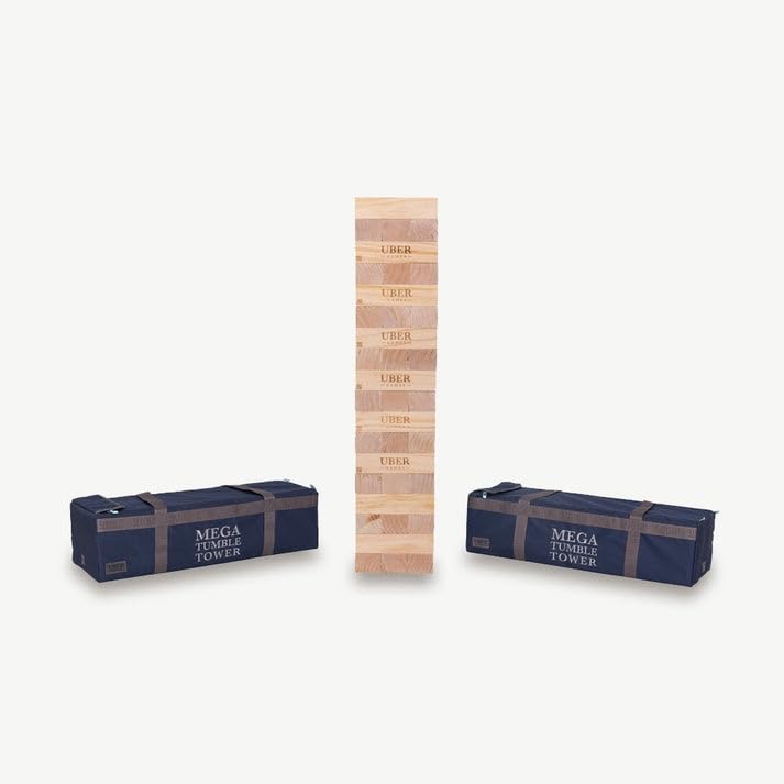 Uber Games Riesenwackelturm bis 200+ cm XXL Jumbo Hi-Tower in Tasche - 2,5m Massiver Kiefer Holz Tow