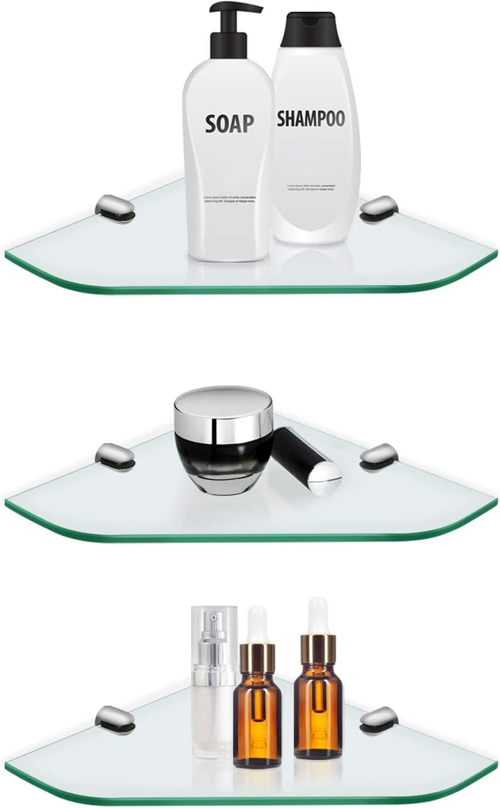 S'AFIELINA Glasregal Duschablage 6mm Glas Eckregal Hartglas Glasablage Dusche Glas Ablage für Badezi