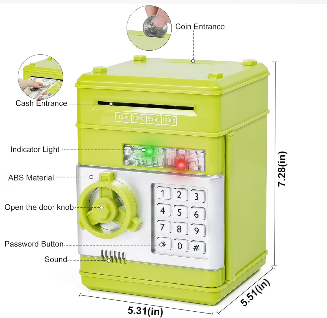 Thedttoy Elektronische Spardose Safe Kinder Tresor Digitale ATM Sparschwein, Spardose Number Bank Gr