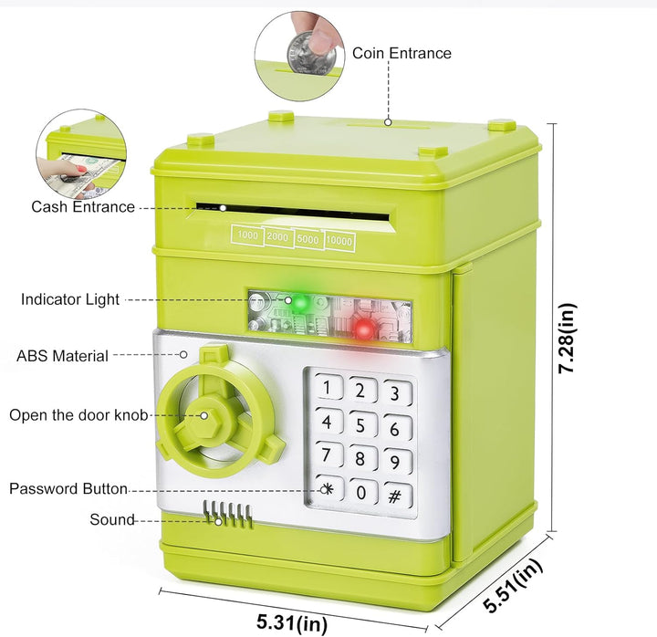 Thedttoy Elektronische Spardose Safe Kinder Tresor Digitale ATM Sparschwein, Spardose Number Bank Gr