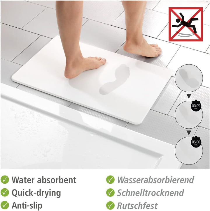 WENKO Badezimmervorlage Mod. Simi aus Kieselgur, hygienische Saunamatte rutschfest, natürlich und la