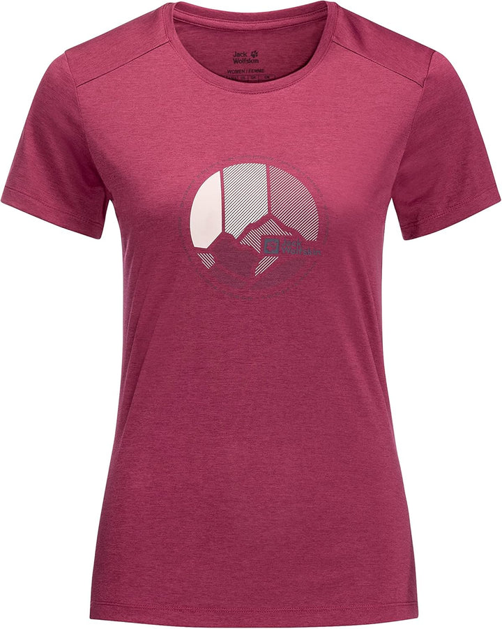 Jack Wolfskin Damen Crosstrail Graphic T W T-Shirt Shortsleeve, XS Sangria Red