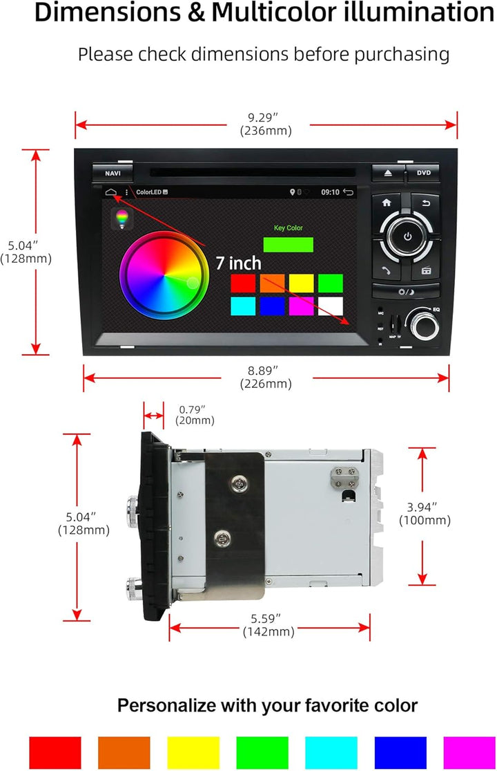 JOYX PX6 Android 10 Doppel Din Autoradio Passt für Audi A4 2003-2011 GPS Navigation | Rückfahrkamera