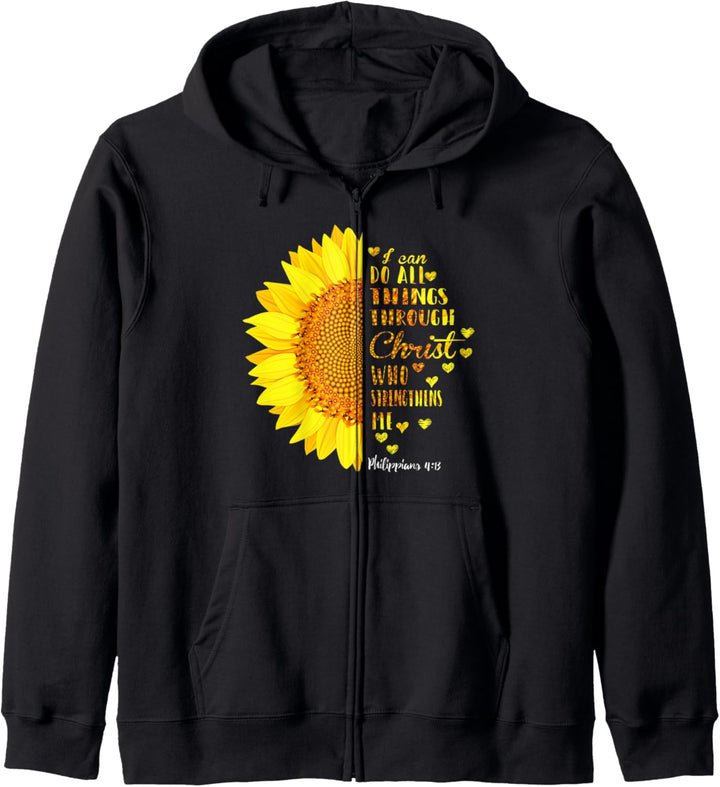 Ich Kann Alle Dinge Durch Christus Tun Philipper Sonnenblume Kapuzenjacke