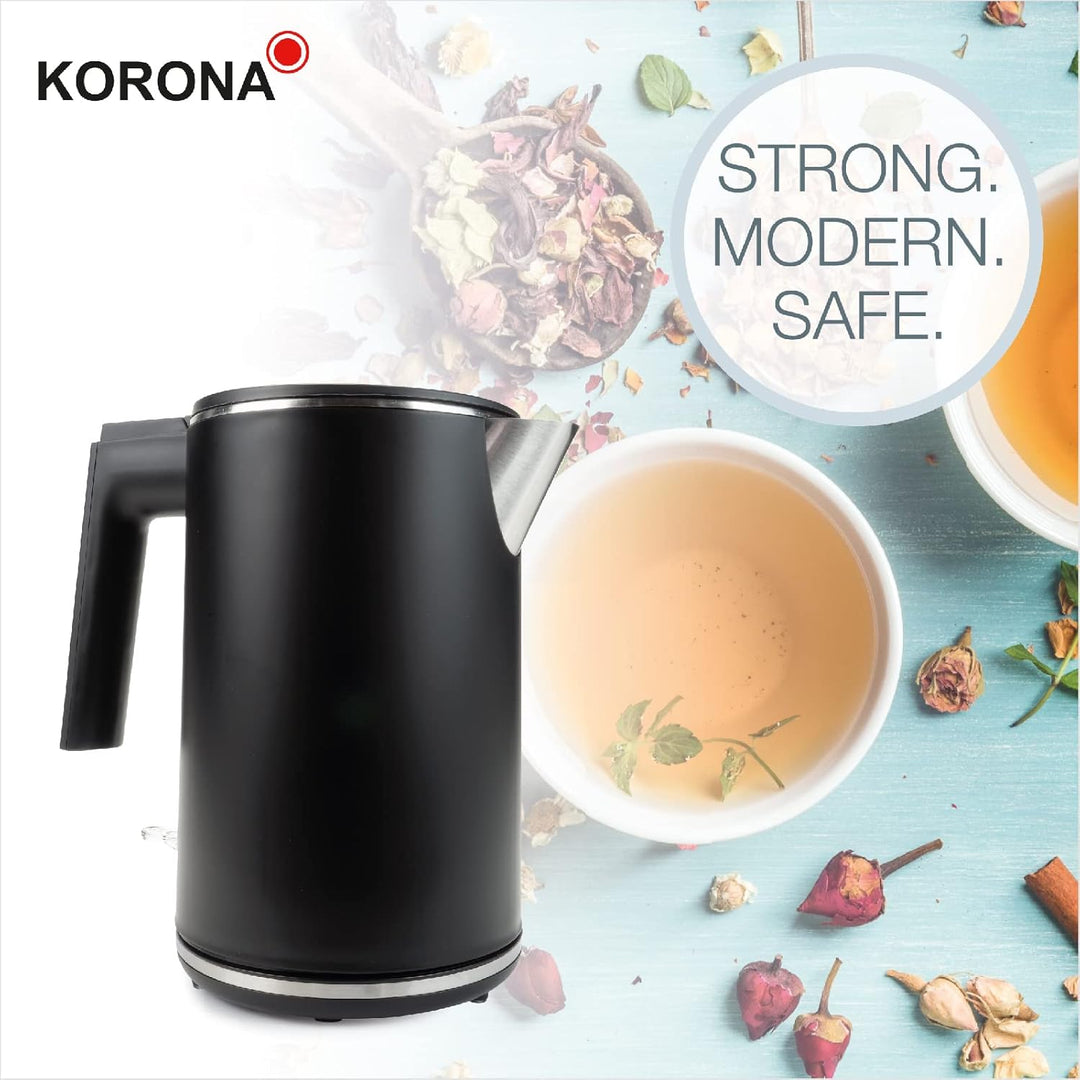 Korona 20119 Doppelwandiger Wasserkocher | 1 Liter | Hitzeabweisendes Gehäuse mit Cool Touch | 2.200