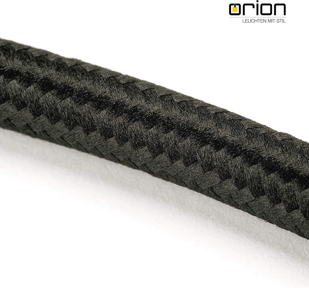 ORION LIGHTSTYLE Textilkabel für Lampen, 10 m Schwarz, 3-adrig, (3x 0,75 mm²) - Kunststoff Stromkabe