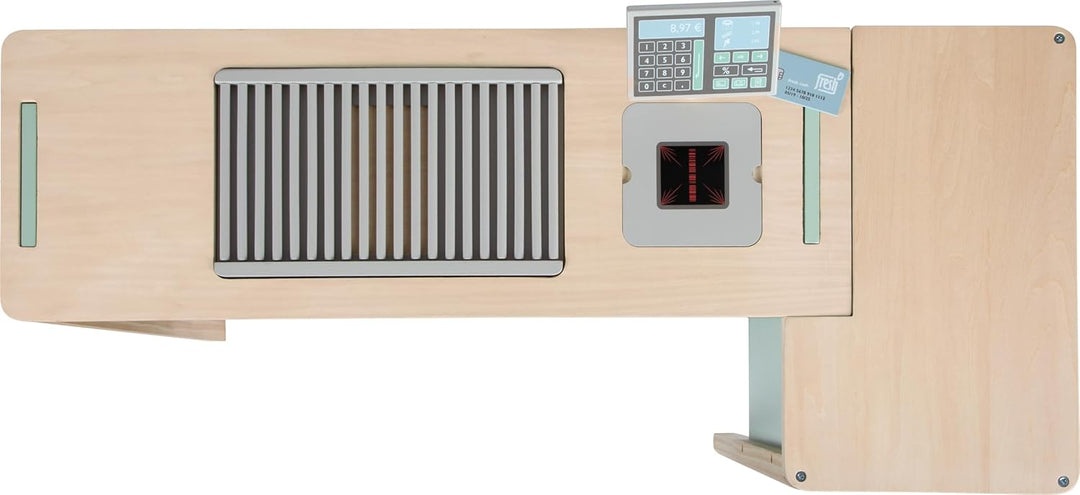 Small Foot Kaufladen und Kinderküche Salbeigrün „Fresh“ aus Holz mit Zubehör, Spielküche & Marktstan