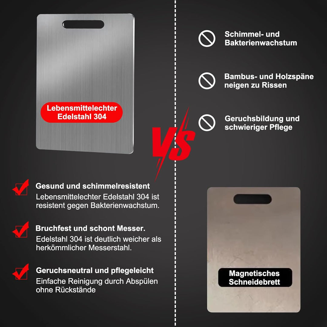 3PCS Schneidebrett Titan, Edelstahl Titanium Cutting Board, BPA-frei & Doppelseitiges, Multifunktion