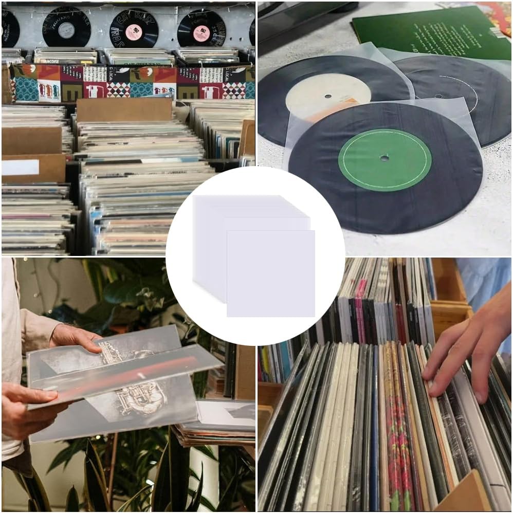 150 Stück Plattenhüllen, 7 Zoll Schallplatten Hüllen, Schallplattenhülle aus Starken Polypropylen-Ku