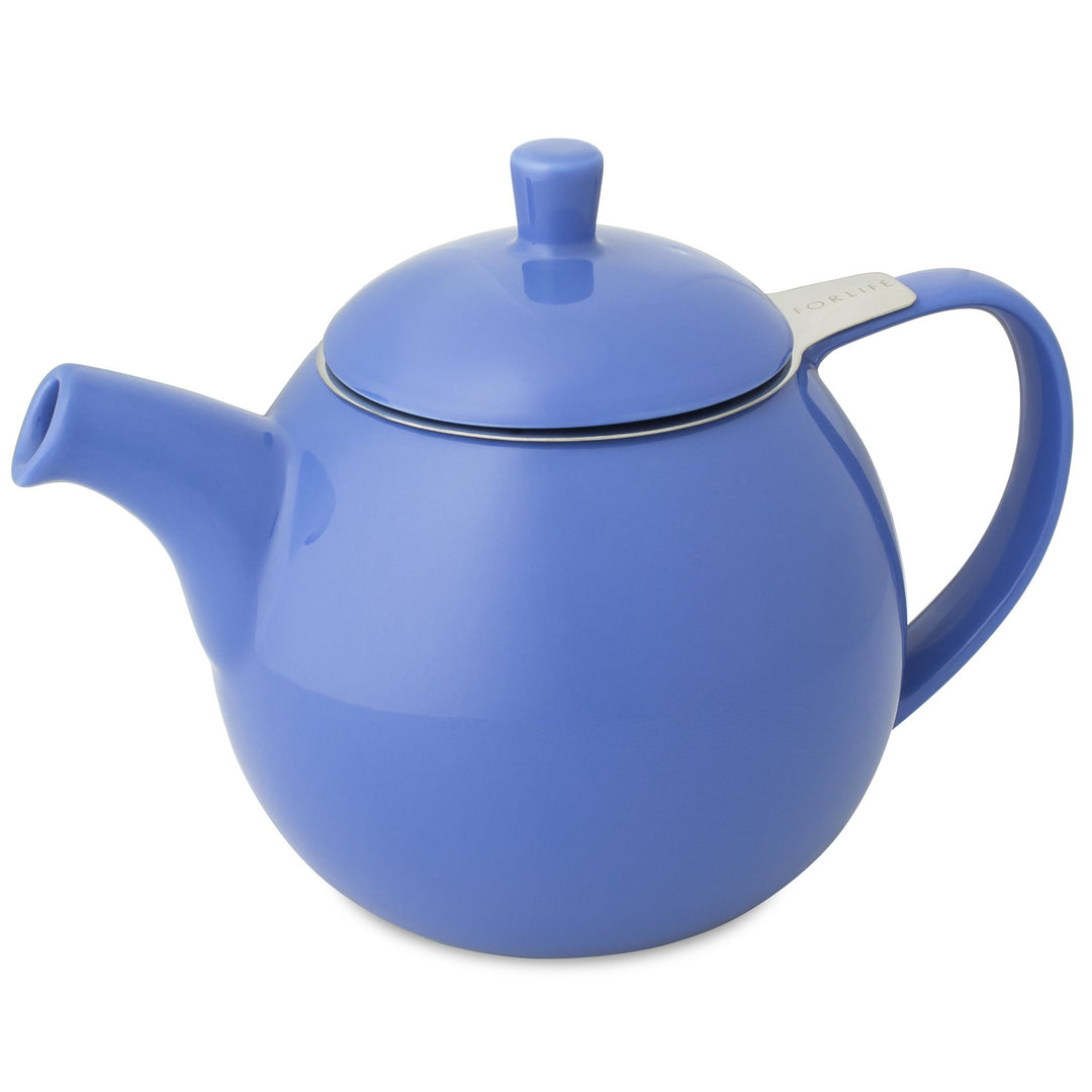 FORLIFE Curve Teekanne mit Teesieb, 680 ml, Blau, Blau
