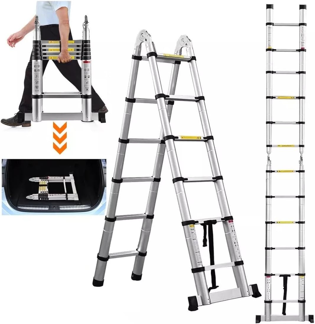 12,5FT ausziehbares Aluminium Professional Use Teleskopleiter Teleskopische faltende Leiter Verlänge