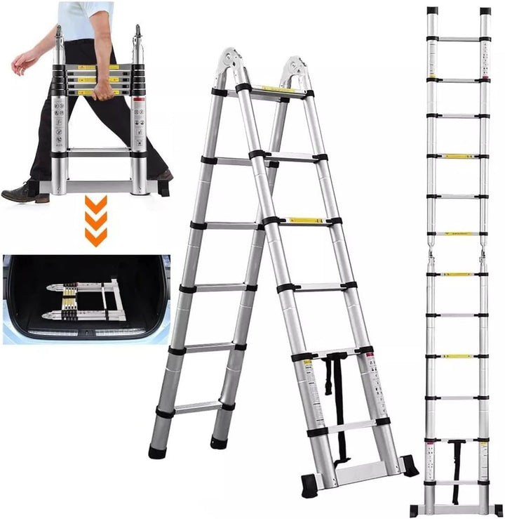 12,5FT ausziehbares Aluminium Professional Use Teleskopleiter Teleskopische faltende Leiter Verlänge
