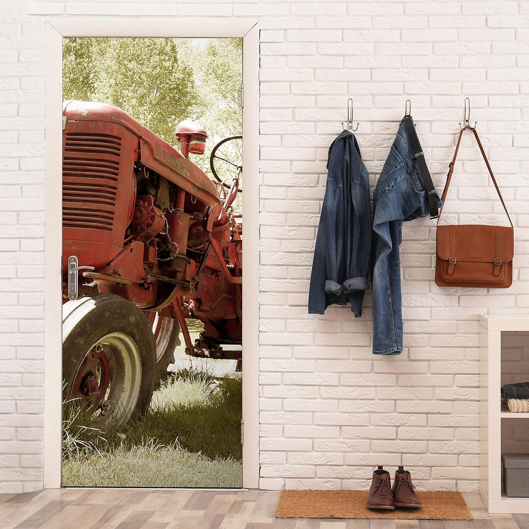 wandmotiv24 Türtapete Alter Traktor 80 x 200cm (B x H) - Dekorfolie selbstklebend Sticker für Türen,