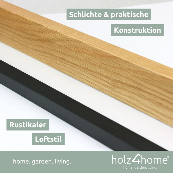 holz4home® Handtuchhalter Massivholz Eiche I 50x6x9 cm I Handgearbeitet und Naturgeölt I Skandinavis