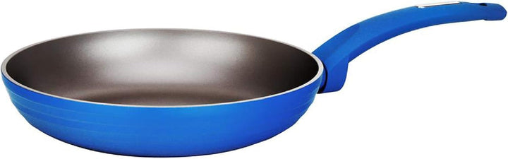 9.5'' Medium Fry Pan - Non-Stick Stylish Kitchen Cookware with Light Gray Inside and Blue Outside (W