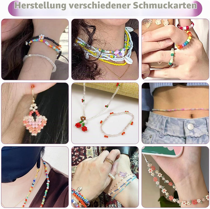 168 Farben 44506 Stück Perlen für Armbänder, Perlen Set 3mm Glasperlen zum Auffädeln, Rocailles Perl