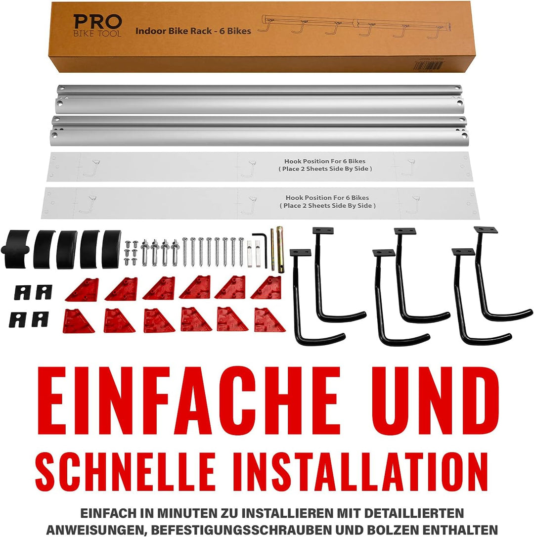 PRO BIKE TOOL Fahrrad Wandhalterung für 3 oder 6 Fahrräder - Verstellbare Garage & Wohnung - Vertika