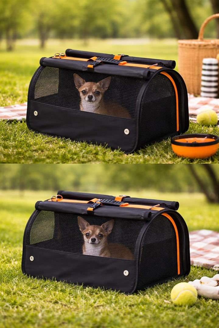 BRAVE PAWS Perdeli Flybag Transporttasche für Katzen und Hunde – Reissfestes Netz, Flugtauglich, Was