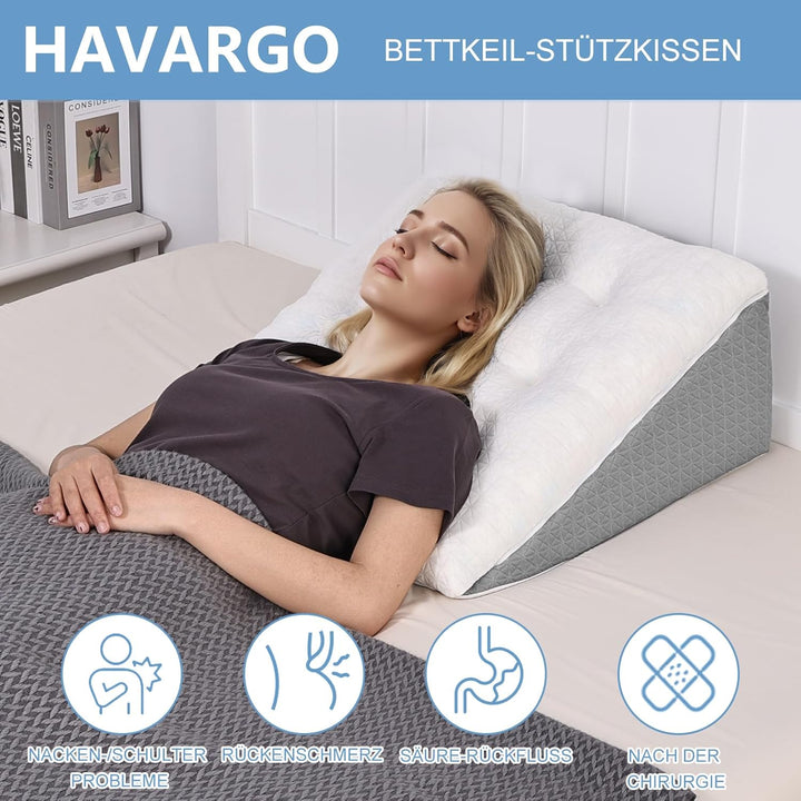 Keilkissen für Bett und Sofa-Doppelte Lage Memory Schaum Lesekissen-Ergonomischer Bettkeil für Reflu