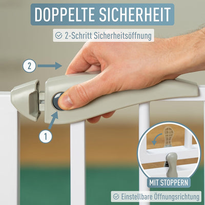 ib style Berrin Treppengitter 67-175cm | Türschutzgitter | Ohne Bohren | 90° Stop | Auto-Close | 115