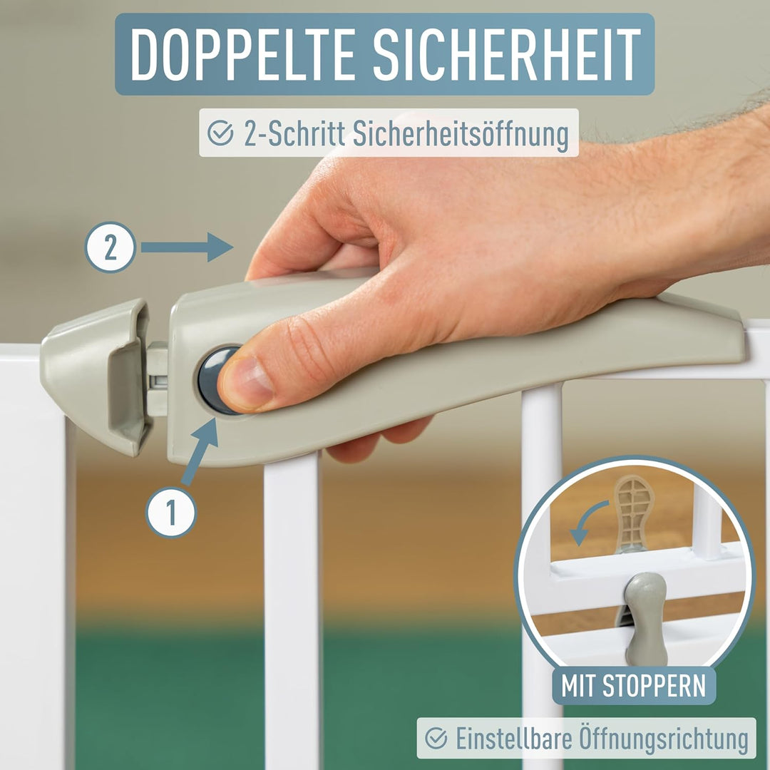 ib style Türschutzgitter Berrin XXL 85-185 - Extra breiter Durchgang, Treppenschutzgitter für Babys,
