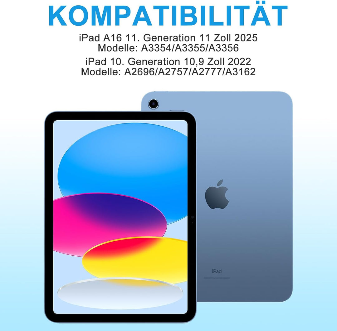 MMK Hülle mit Tastatur für iPad 10 Generation 2022(11/10.9 Zoll)/A16 11 Generation 2025, Abnehmbare