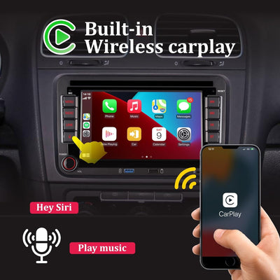 7 Zoll Integriertes kabelloses Carplay und kabelloses Android Auto mit RDS Bluetooth FM AM Doppel-DI