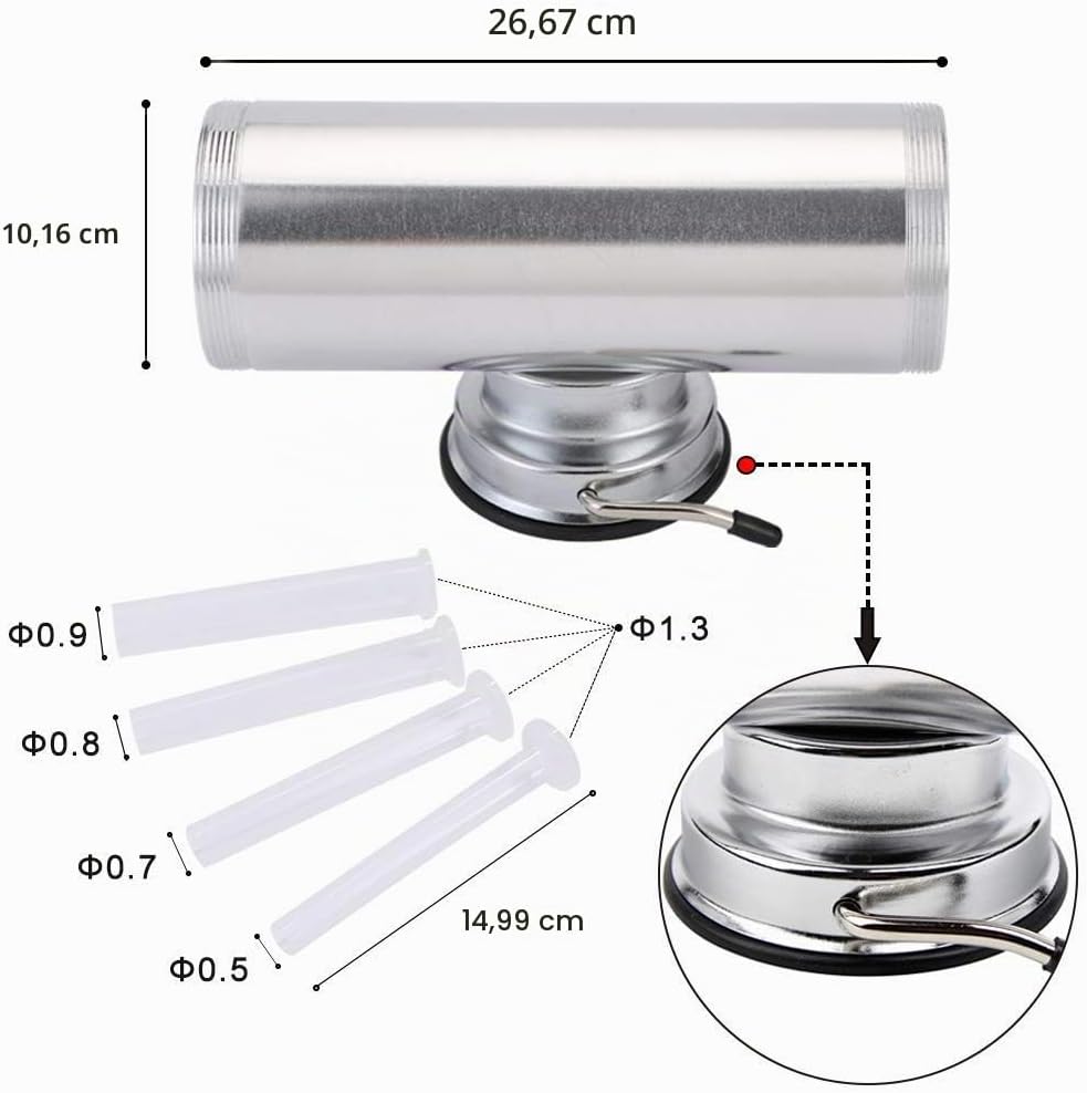 Wurstfüller, Horizontale Küche Aluminium Wurstfüllmaschine mit Saugfuss Verpackt 4 Grösse Profession