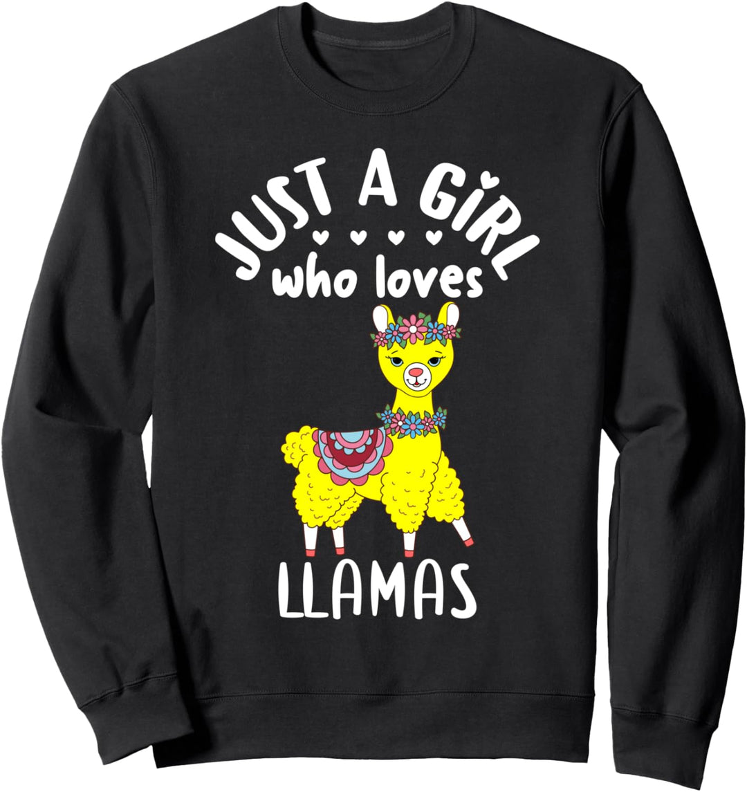 Girls Floral Llama Gift Flowers Just A Girl Who Loves Llamas Sweatshirt