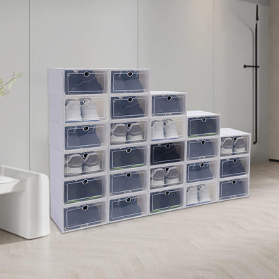 SABUIDDS Schuhboxen Gross 24er Set Schuhkartons Durchsichtig Schuhaufbewahrung mit Deckel Kunststoff