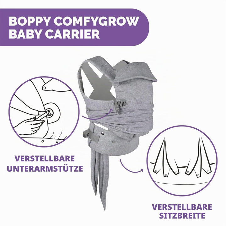 BOPPY COMFYGROW BABYTRAGE, LIGHT GREY ComfyGrow Grau, ComfyGrow Grau