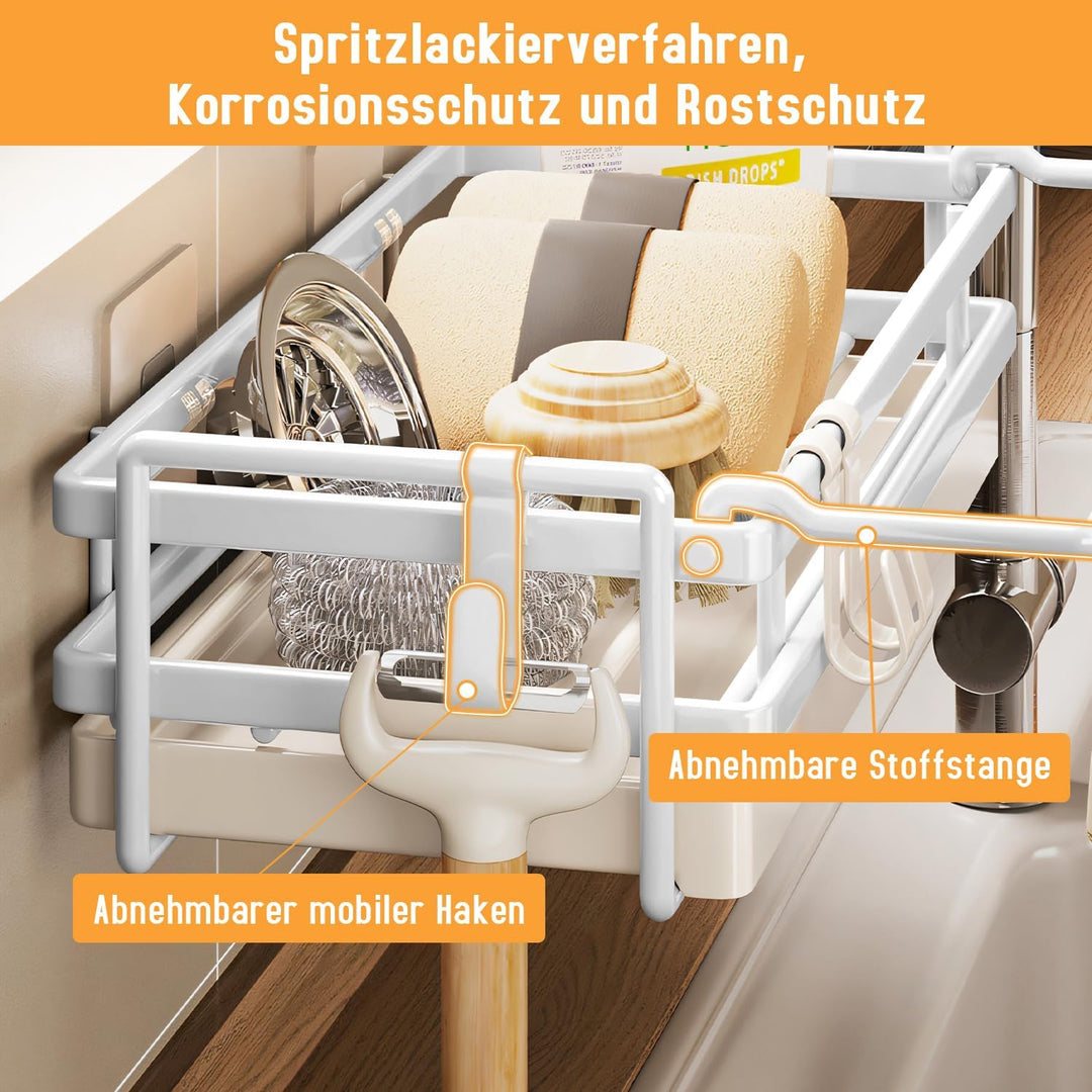 Spülbecken Organizer Küchen Organizer mit Spültuchhalter- Hängend, Kohlenstoffstahl für Spüle, Spülm