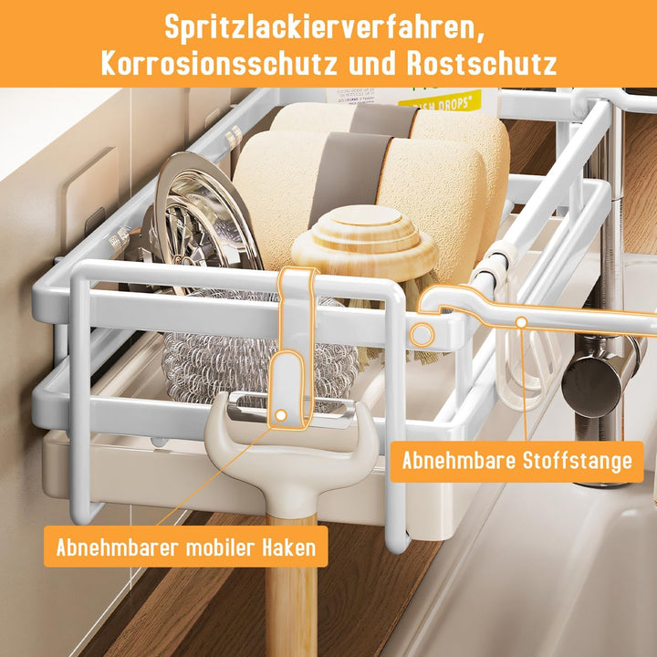 Spülbecken Organizer Küchen Organizer mit Spültuchhalter- Hängend, Kohlenstoffstahl für Spüle, Spülm