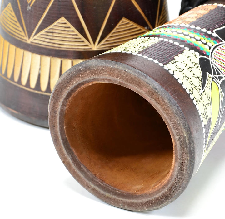 50 cm Djembe Trommel Buschtrommel Afrika-Style handbemalt exotischer Dotprint Schnüre Knoten Ziegenf