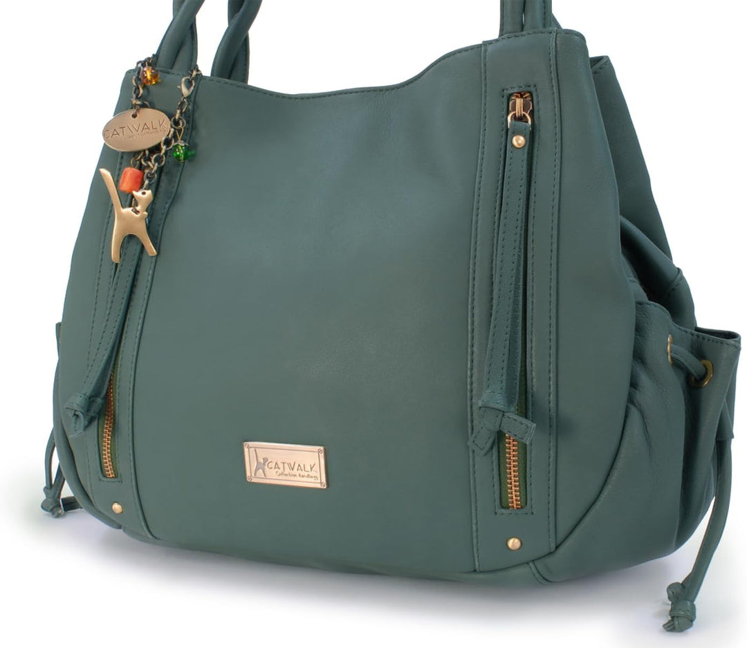 Catwalk Collection Handbags - Leder - Umhängetasche/Shopper/Tote - CAZ Grün, Grün