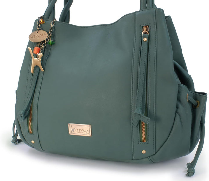Catwalk Collection Handbags - Leder - Umhängetasche/Shopper/Tote - CAZ Grün, Grün