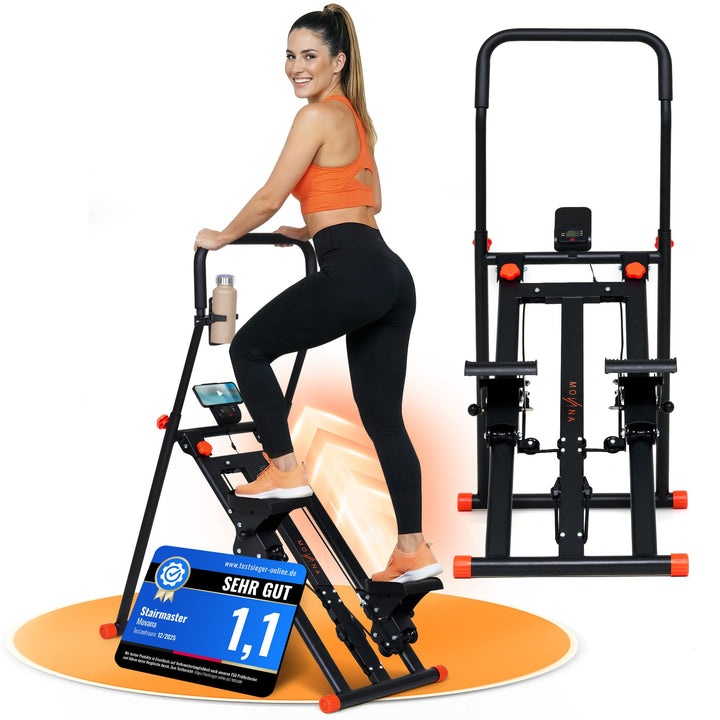 Stairmaster für Zuhause – Movana Treppensteiger Fitnessgerät mit 3 Schwierigkeitsstufen, Testsieger,