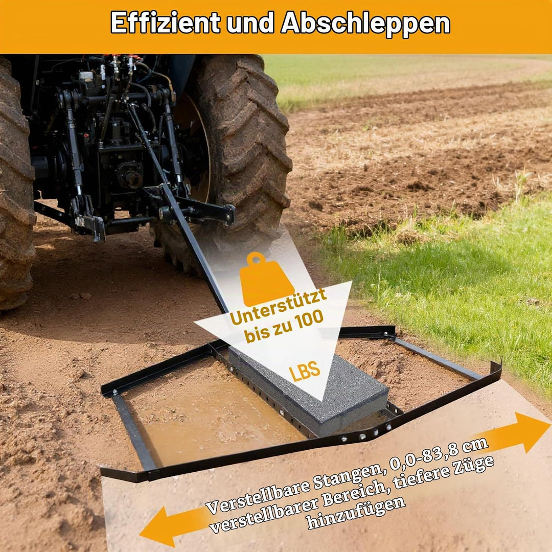 Schleppegge, 168x84 cm Wiesenegge für Rasentraktor, Geländefahrzeuge, ATV &amp; UTV, Tragkraft bis zu 50