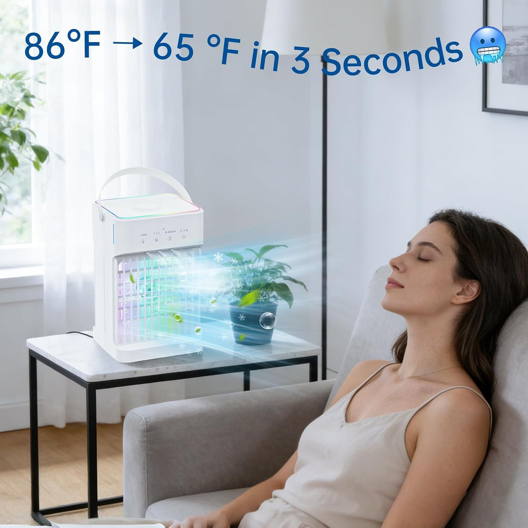 Klimaanlage Mobil, 4-in-1 Mobile Klimaanlage, Ventilator mit Wasserkühlung 1100ml Wassertank, Air Co