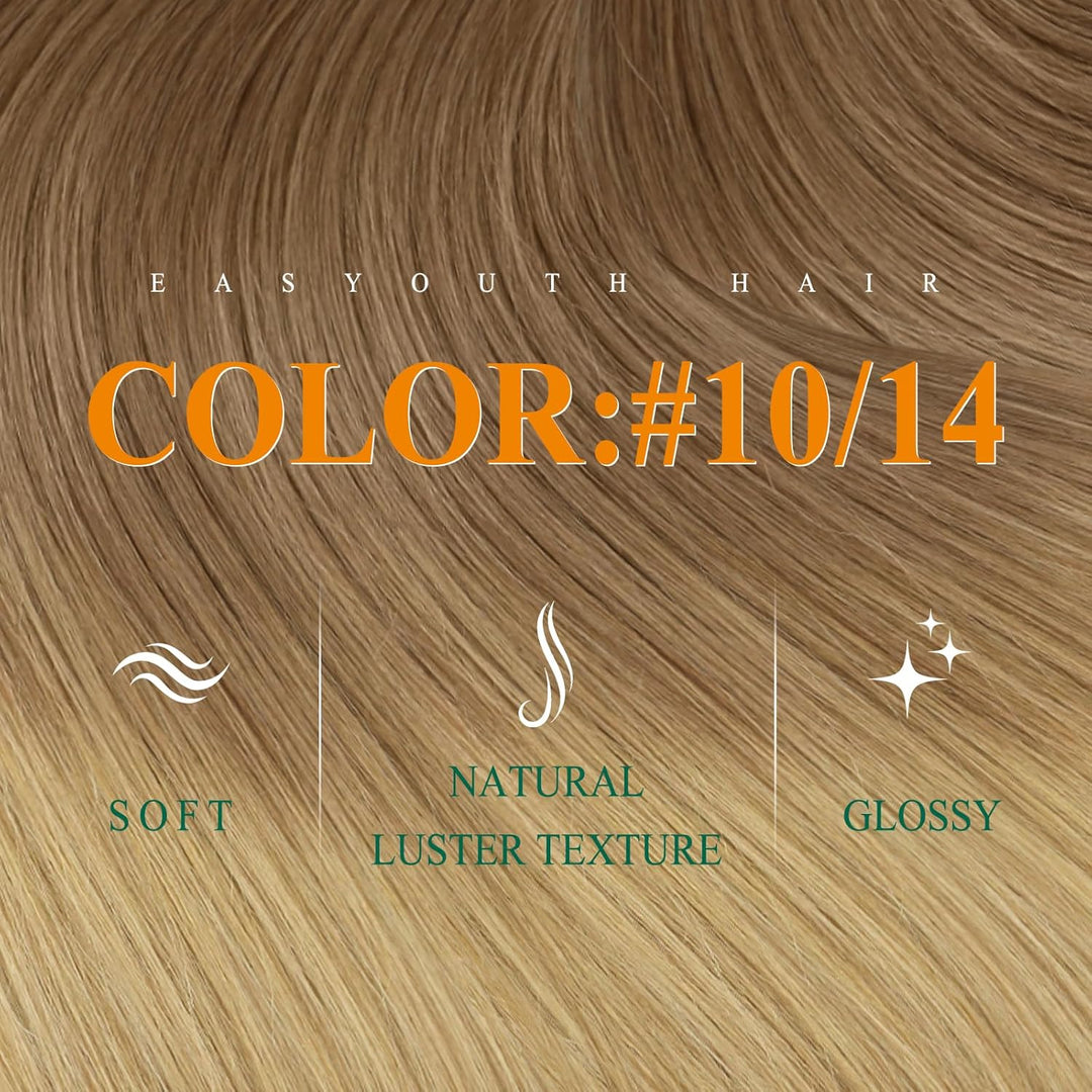 Easyouth Tape in Extensions Echthaar Ombre Extensions Echthaar Tape 45 cm Goldbraun Verblasst zu Gol
