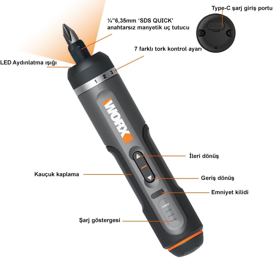 WORX WX242 Akku-Schraubendreher 4V + 30 Bits