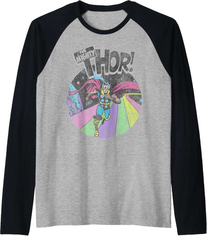 Marvel Avengers The Mighty Thor Distressed Retro Portrait Raglan